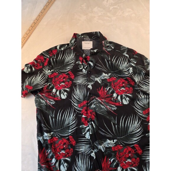 Denim‎ & Flower Men's Large Ricky Singh Floral Paisley Short Sleeve Shirt - Picture 1 of 6